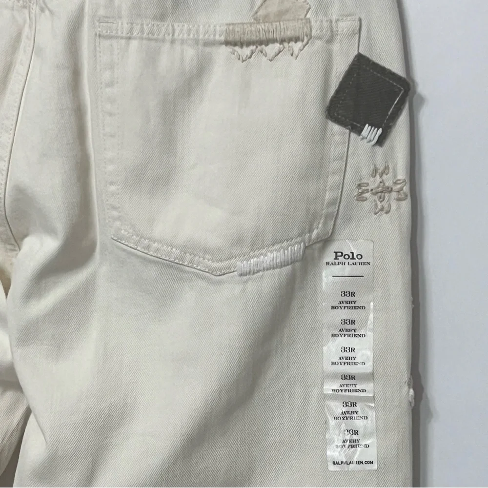 New Polo Ralph Lauren Avery Boyfriend Ivory‎ Wash Patchwork Jeans - Picture 5 of 14